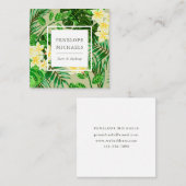  gele bloemen en groene palmen vierkante visitekaartje (Voorkant / Achterkant)