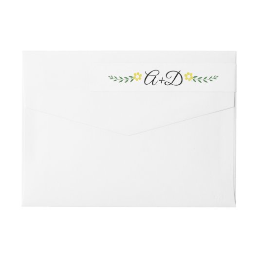 Gele bloemen en initialen met een bloementeelt (Achterkant)