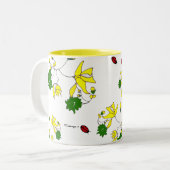 Gele bloemen en Kleine Mok Ladybugs (Voorkant links)