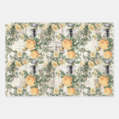 Gele bloemen en koningin inpakpapier vel (Voorkant 3)