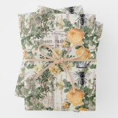 Gele bloemen en koningin inpakpapier vel (In situ)