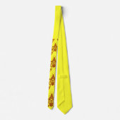 gele bloemen en krullenprint stropdas (Achterkant)