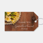 Gele bloemen en Labels van de Barn Wood Cadeaulabel (Voorkant (Horizontaal))