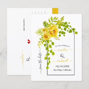 Gele bloemen en lucifers met een boogval briefkaart