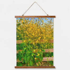 Gele Bloemen en Omheining Tapestry Hangend Wandkleed