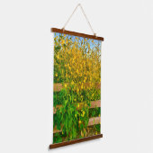 Gele Bloemen en Omheining Tapestry Hangend Wandkleed (Gebogen)