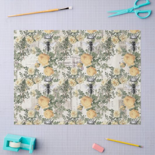 Gele bloemen en ontkoppeling van koningin tissuepapier (Craft)