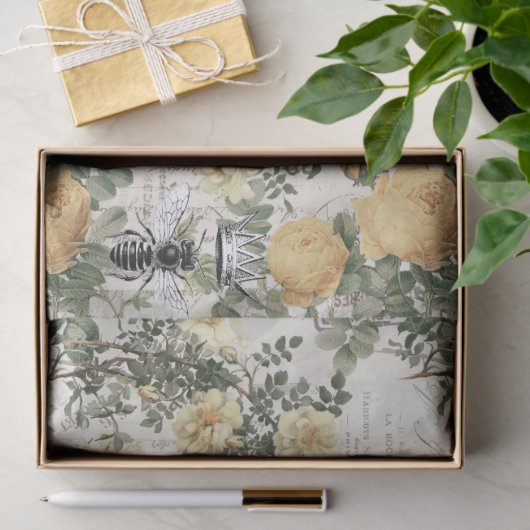 Gele bloemen en ontkoppeling van koningin tissuepapier (Geschenk)