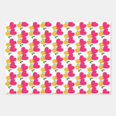 Gele bloemen en roze harten inpakpapier vel (Voorkant 2)