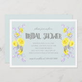 Gele bloemen en seringenbruiloft kaart (Voorkant / Achterkant)