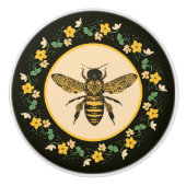 Gele bloemen en Victoriaans bijen Keramische Knop (Voorkant)