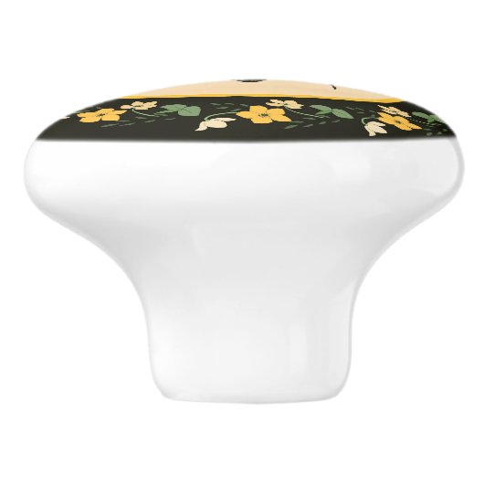 Gele bloemen en Victoriaans bijen Keramische Knop (Zijkant)