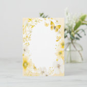 Gele bloemen en vlinders blanco bruiloft kaart (Staand voorkant)