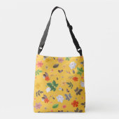 Gele bloemen en witte rozen 10 crossbody tas (Achterkant)