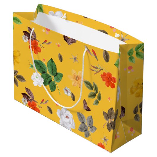 Gele bloemen en witte rozen 10 groot cadeauzakje (Achterkant Gekanteld)