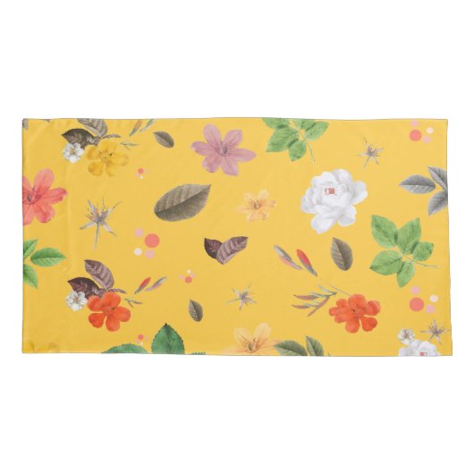 Gele bloemen en witte rozen 10 kussensloop (Achterkant)