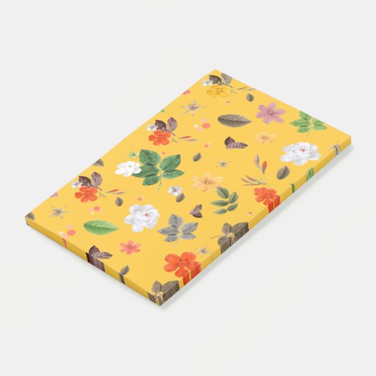 Gele bloemen en witte rozen 10 post-it® notes (Schuin)