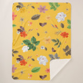 Gele bloemen en witte rozen 10 sherpa deken (Voorkant)