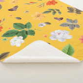 Gele bloemen en witte rozen 10 sherpa deken (3/4)