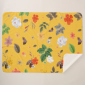 Gele bloemen en witte rozen 10 sherpa deken (Voorkant (horizontaal))