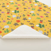 Gele bloemen en witte rozen 10 sherpa deken (3/4)