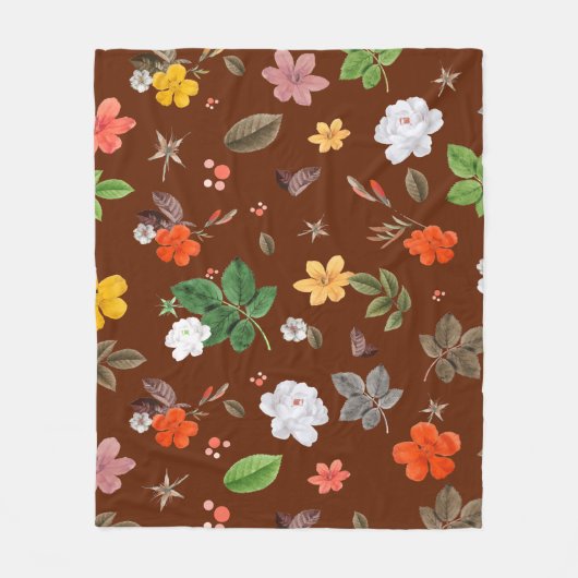 Gele bloemen en witte rozen 12 fleece deken (Voorkant)