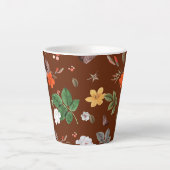 Gele bloemen en witte rozen 12 latte mok (Voorkant)