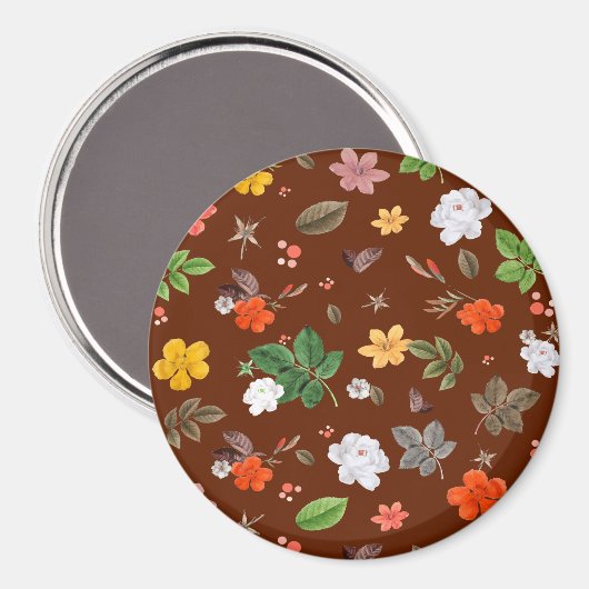 Gele bloemen en witte rozen 12 magneet (Voorkant / Achterkant)