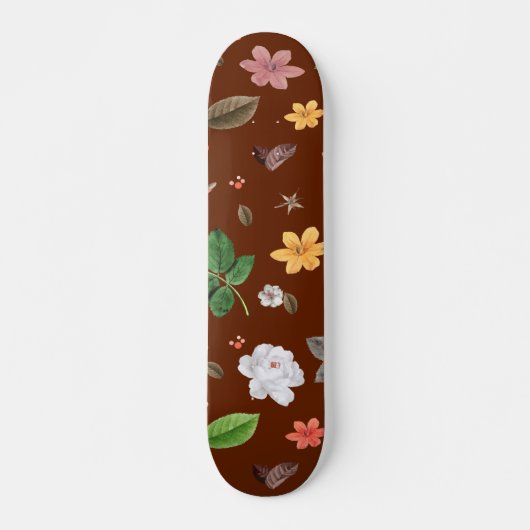 Gele bloemen en witte rozen 12 persoonlijk skateboard (Voorkant)
