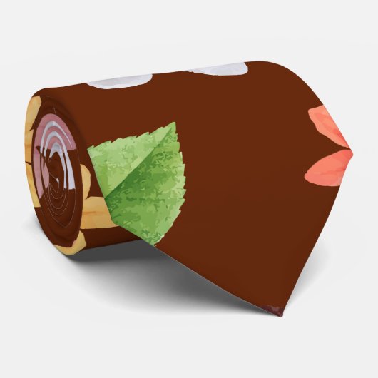 Gele bloemen en witte rozen 12 stropdas (Opgerold)