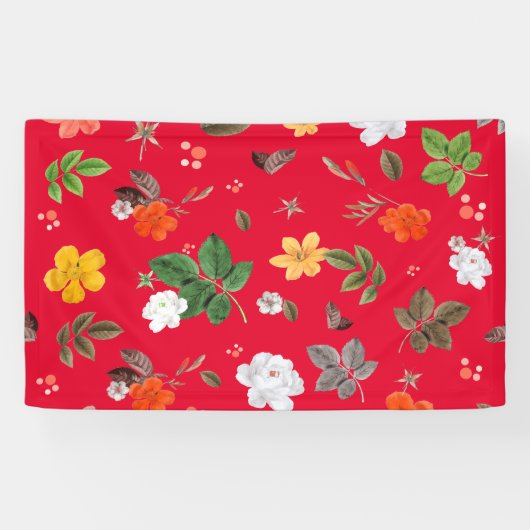 Gele bloemen en witte rozen 13 spandoek (Horizontaal)