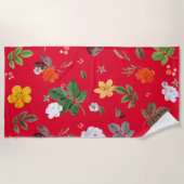 Gele bloemen en witte rozen 13 strandlaken (Voorkant)