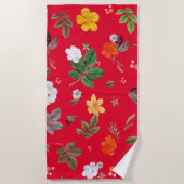 Gele bloemen en witte rozen 13 strandlaken (Voorkant)