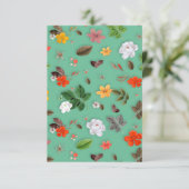 Gele bloemen en witte rozen 14 bedankkaart (Staand voorkant)