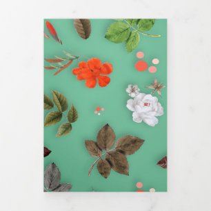 Gele bloemen en witte rozen 14 drieluik wenskaart
