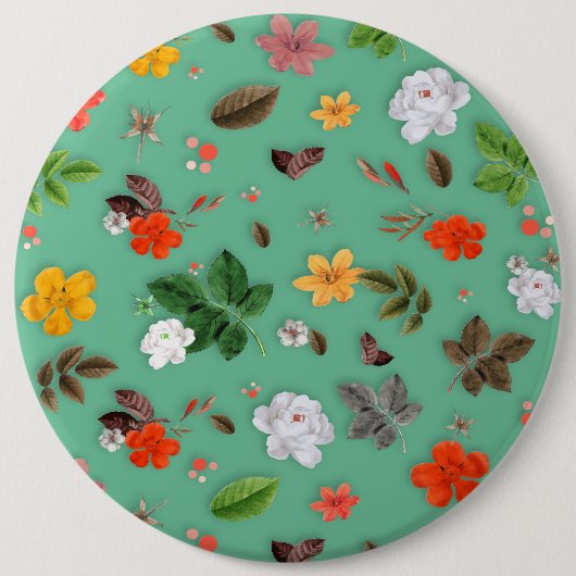 Gele bloemen en witte rozen 14 ronde button 6,0 cm (Voorkant)