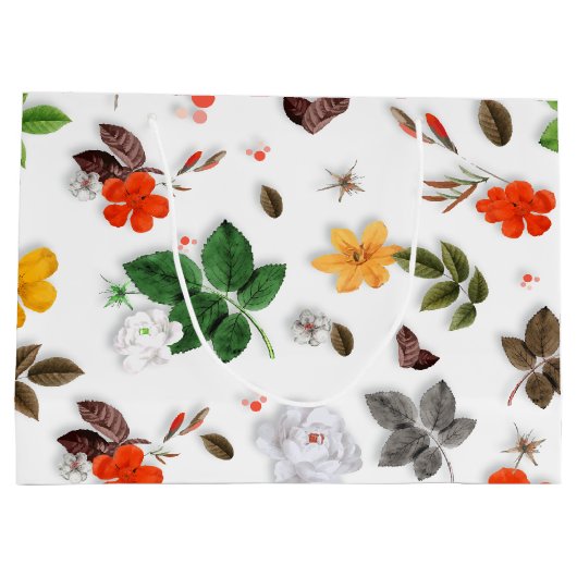 Gele bloemen en witte rozen 15 groot cadeauzakje (Achterkant)