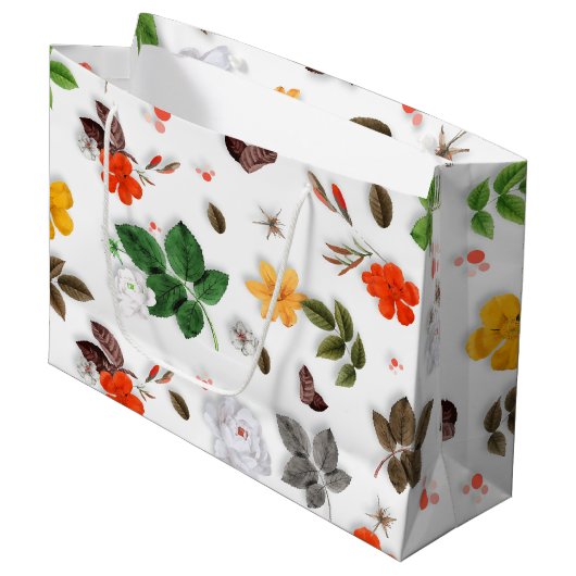 Gele bloemen en witte rozen 15 groot cadeauzakje (Voorkant Gekanteld)