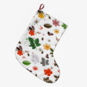 Gele bloemen en witte rozen 15 grote kerstsok (Voorkant (Hangend))