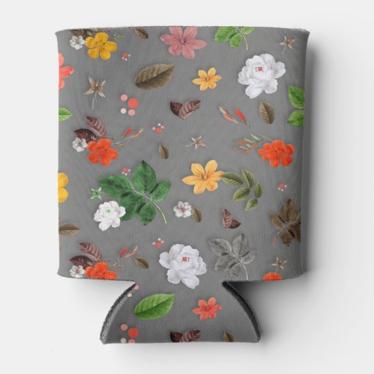 Gele bloemen en witte rozen 16 blikjeskoeler (Voorkant)