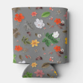 Gele bloemen en witte rozen 16 blikjeskoeler (Achterkant)