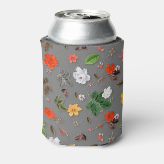 Gele bloemen en witte rozen 16 blikjeskoeler (Blikje Achterkant)