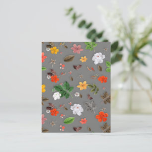 Gele bloemen en witte rozen 16 briefkaart