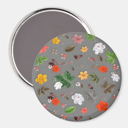 Gele bloemen en witte rozen 16 magneet (Voorkant / Achterkant)