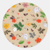 Gele bloemen en witte rozen 17 ronde sticker (Voorkant)