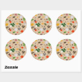 Gele bloemen en witte rozen 17 ronde sticker (Vel)