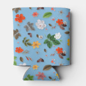 Gele bloemen en witte rozen 18 blikjeskoeler (Achterkant)