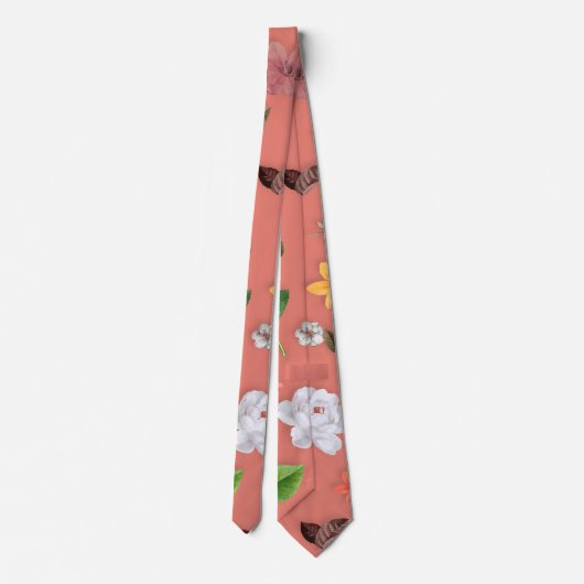 Gele Bloemen en Witte Rozen 19 Stropdas (Achterkant)