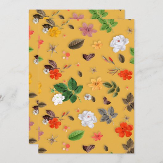 Gele bloemen en witte rozen 20 bedankkaart (Voorkant / Achterkant)