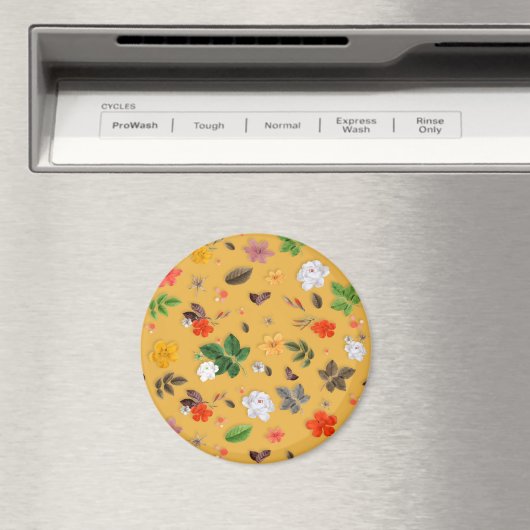 Gele bloemen en witte rozen 20 magneet (Insitu (Vaatwasser))